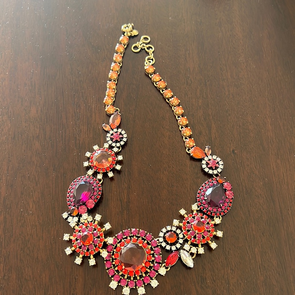 J. Crew Jewel tone Lattice Brulee Statement Necklace